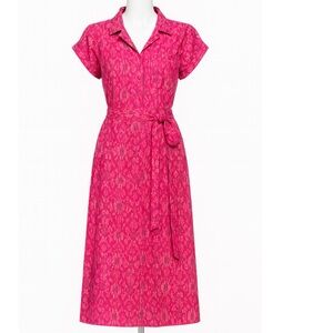 Ralph Lauren Geo-Print Tie-Waist Dress – Western A-Line Midi, Short Sleeves, 6